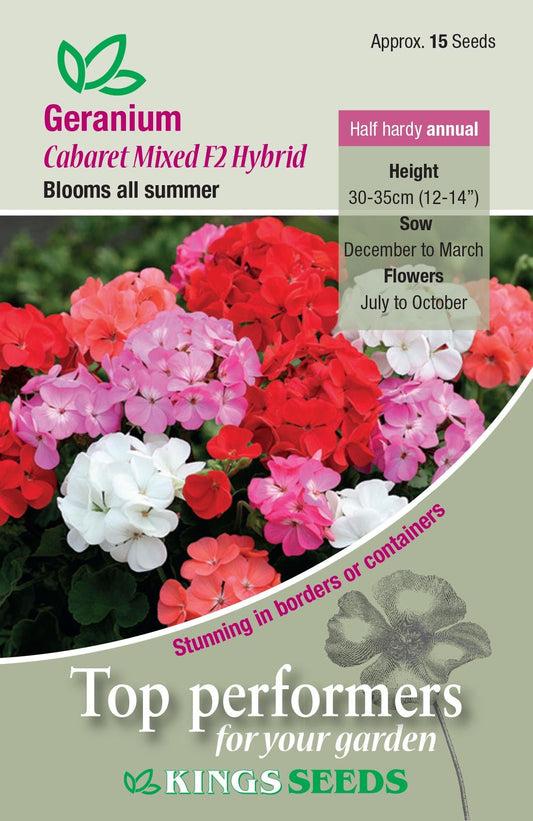 Kings Seeds  Geranium Cabaret Mixed F2 Seeds