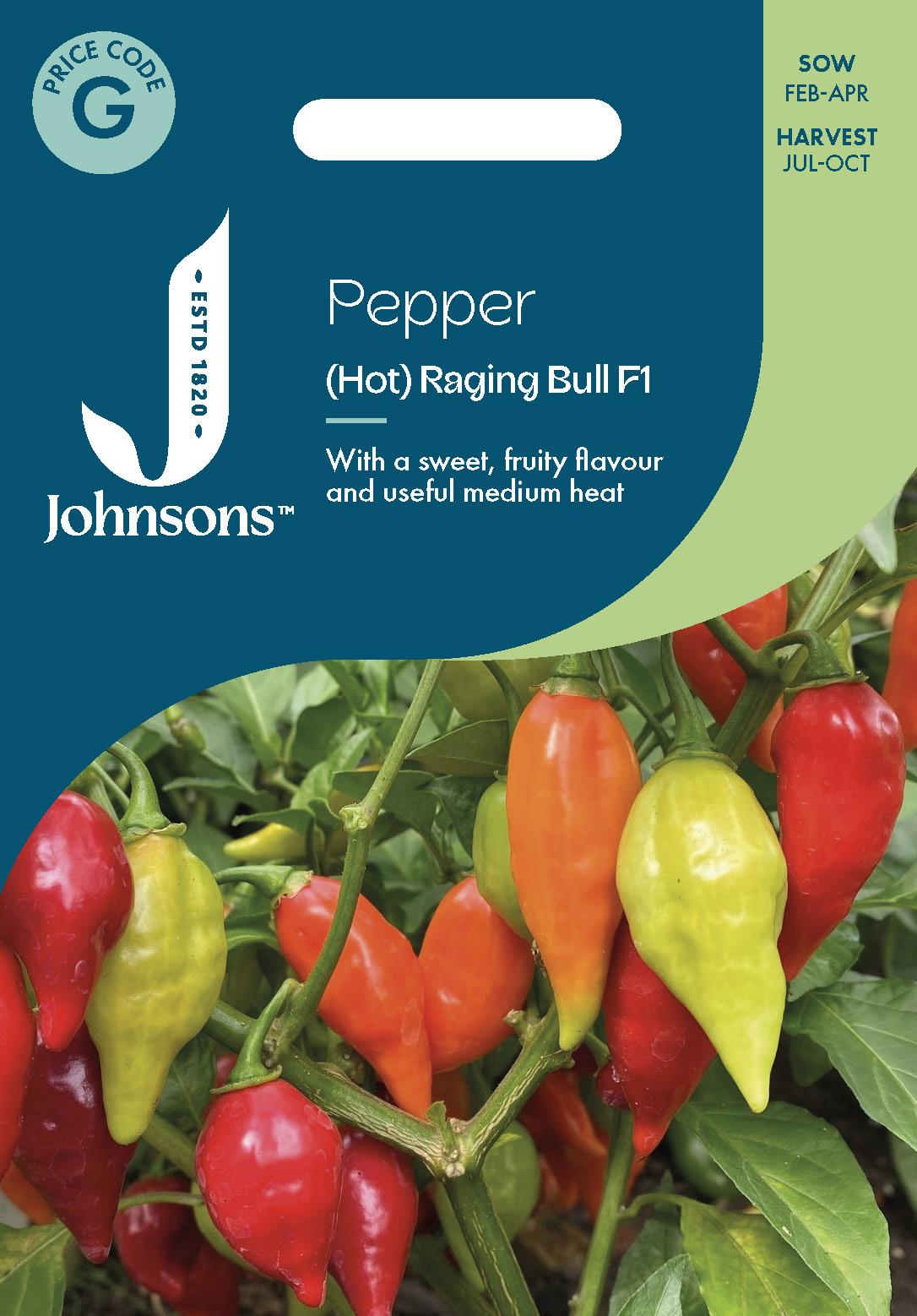 Johnsons - Pepper (hot) Raging Bull F1 - 10 Seeds