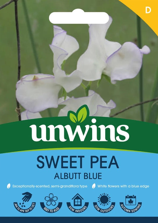 Unwins Flower Sweet Pea Albutt Blue - 21 Seeds