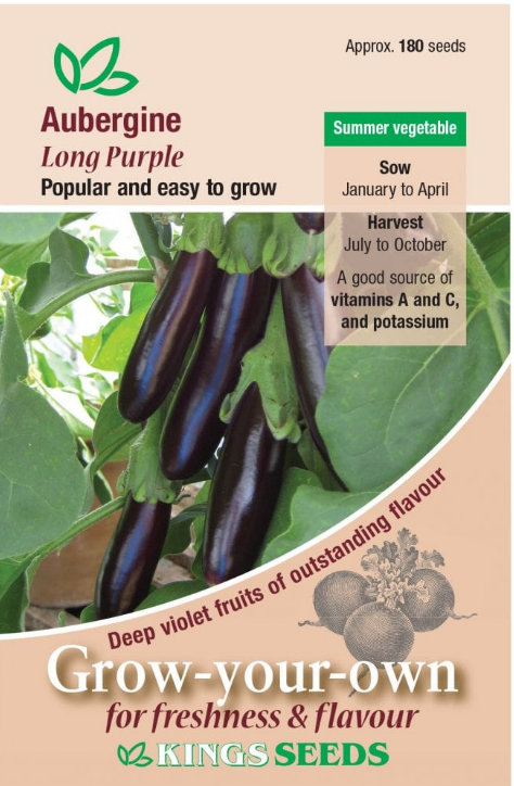 Kings Seeds Aubergine Long Purple 180 Seeds – JustSeed