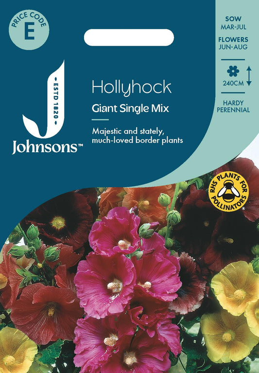 Johnsons - Hollyhock Giant Single Mix - 50 Seeds