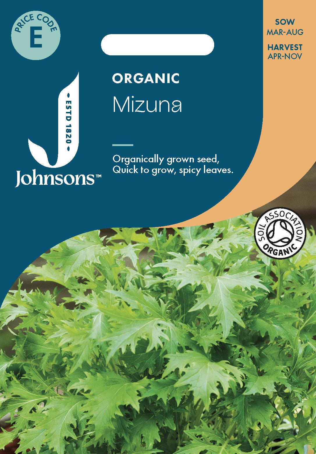 Johnsons - Organic Vegetable - Mizuna - 350 Seeds