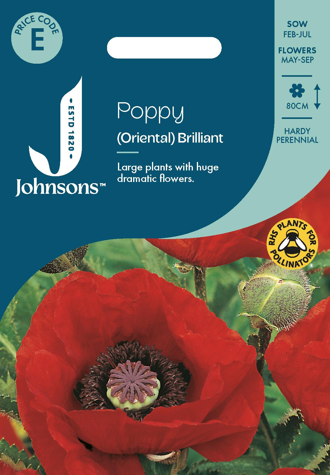 Johnsons - Poppy Oriental Brilliant - 1000 Seeds