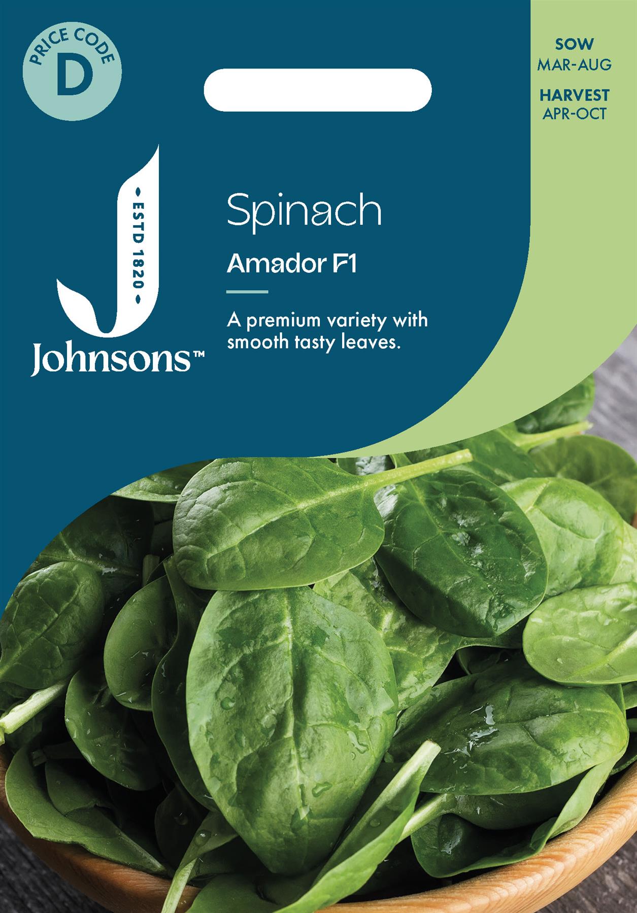 Johnsons - Spinach Amador F1 - 300 Seeds