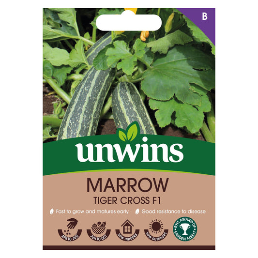 Unwins Vegetable Marrow Tiger Cross F1 Hybrid - 12 Seeds