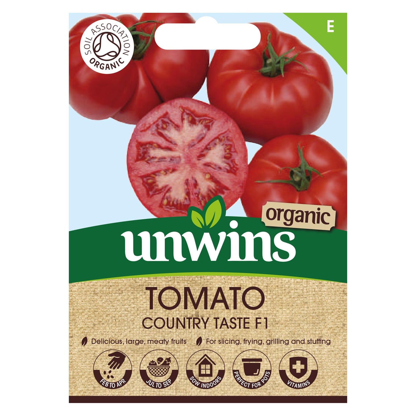 Unwins Vegetable Organic Tomato Beefsteak Country Taste F1 Hybrid - 8 Seeds