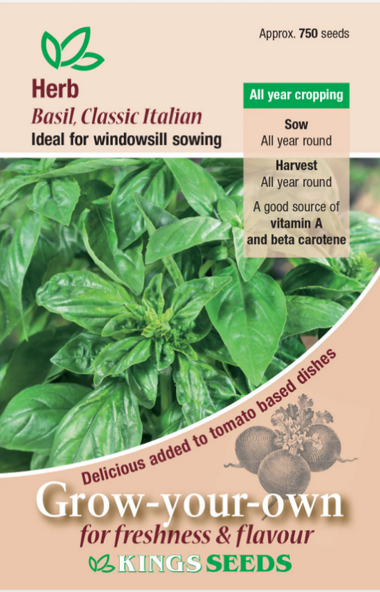 Kings Seeds Herb Basil Classic Italian 750 Seeds