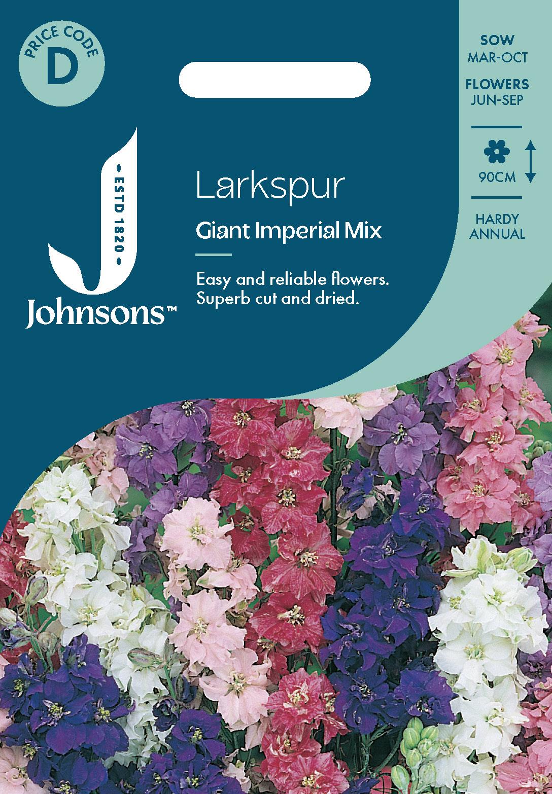 Johnsons - Larkspur Giant Imperial Mix - 300 Seeds