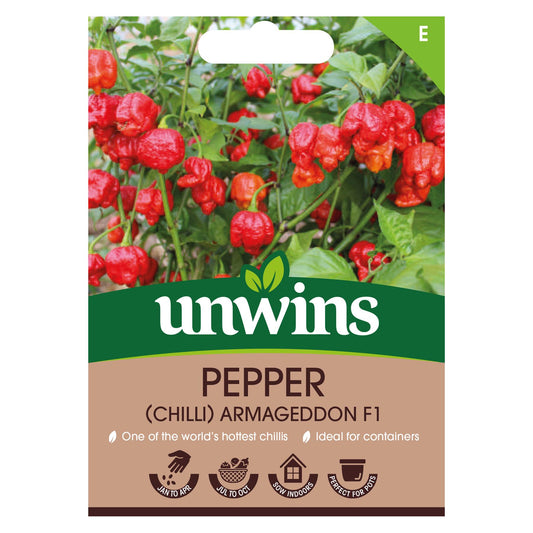 Unwins Vegetable Chilli Pepper Armageddon F1 Hybrid - 4 Seeds