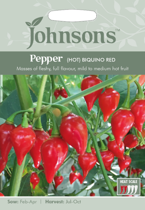 Johnsons Seeds - Vegetable - Pepper (Hot) - Biquino Red Seeds