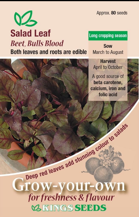 Kings Seeds Salad Leaf Beet Bulls Blood 80 Seeds - Reduced Short Sow By Date Sept 2024