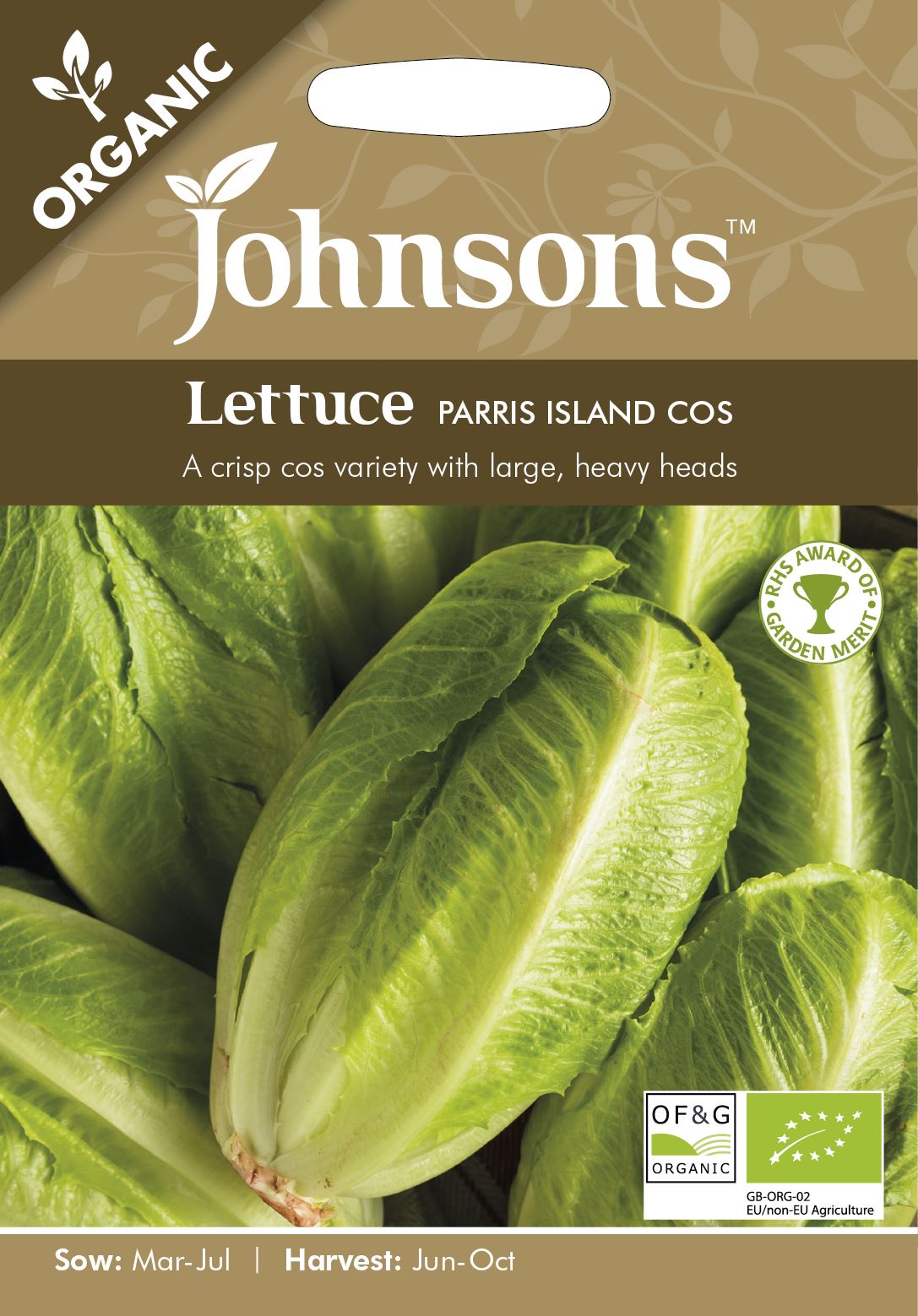 Johnsons Organic Lettuce Parris Island Cos 1000 Seeds