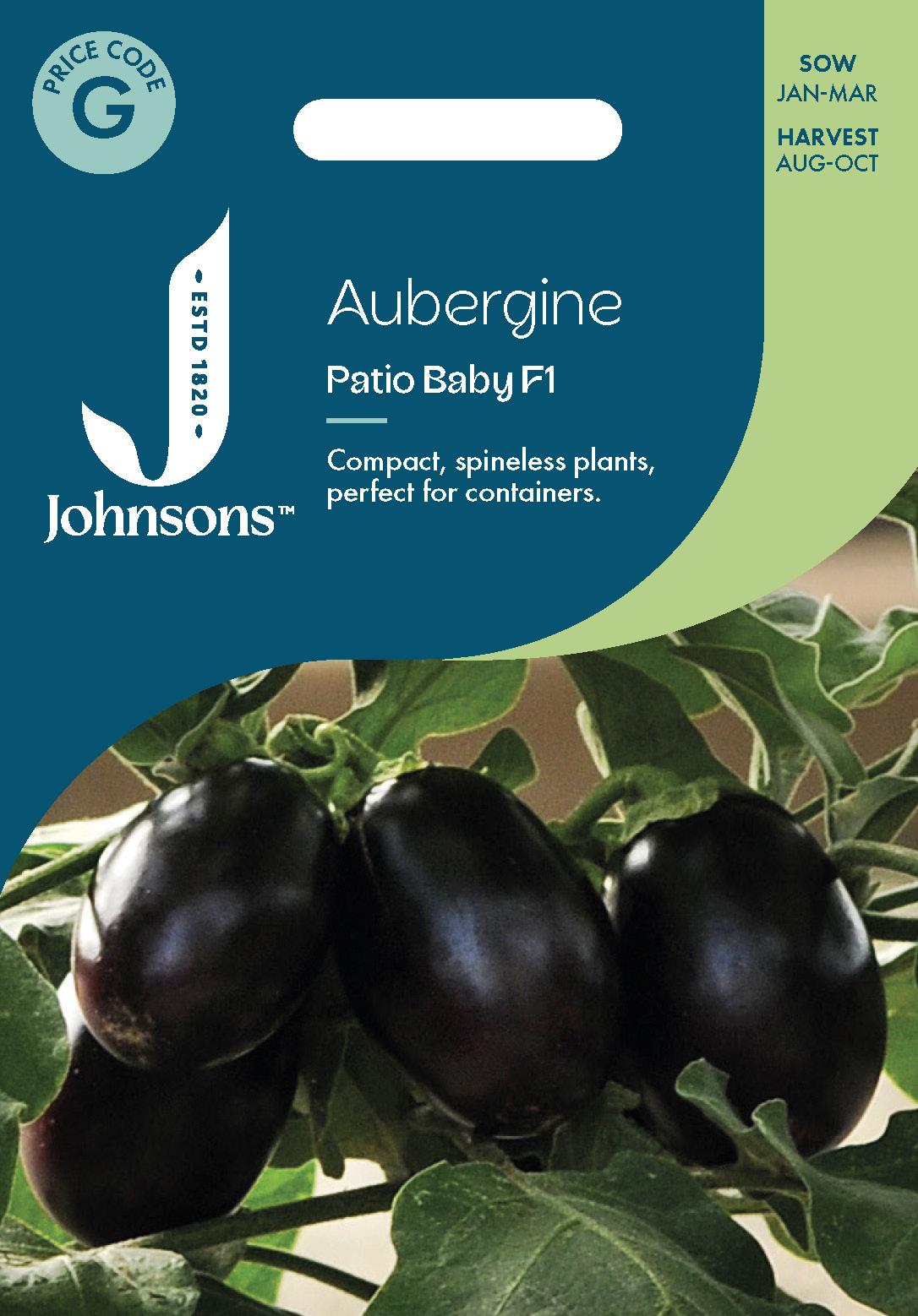 Johnsons - Aubergine Patio Baby F1 - 10 Seeds