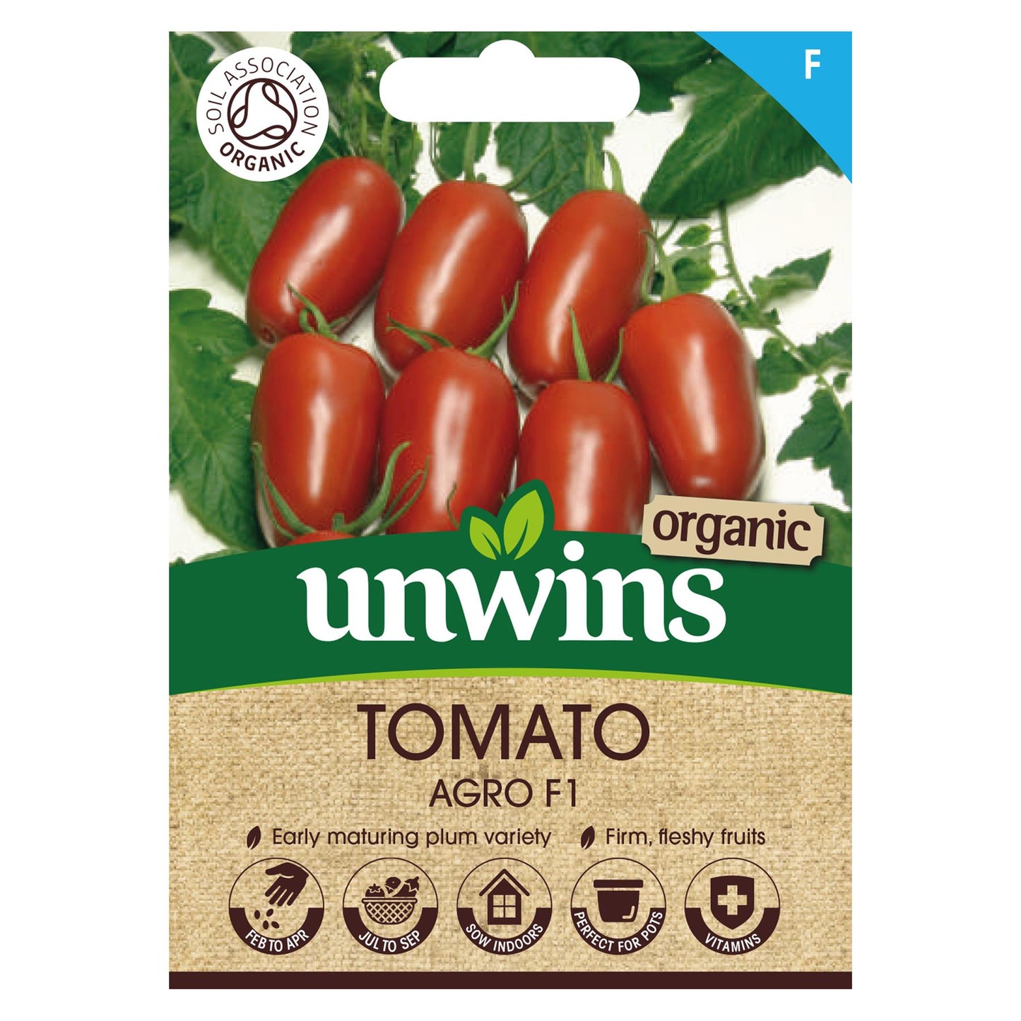 Unwins Vegetable Organic Tomato Plum Agro F1 Hybrid - 5 Seeds