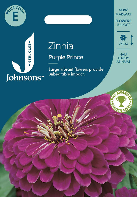Johnsons - Zinnia Purple Prince - 100 Seeds