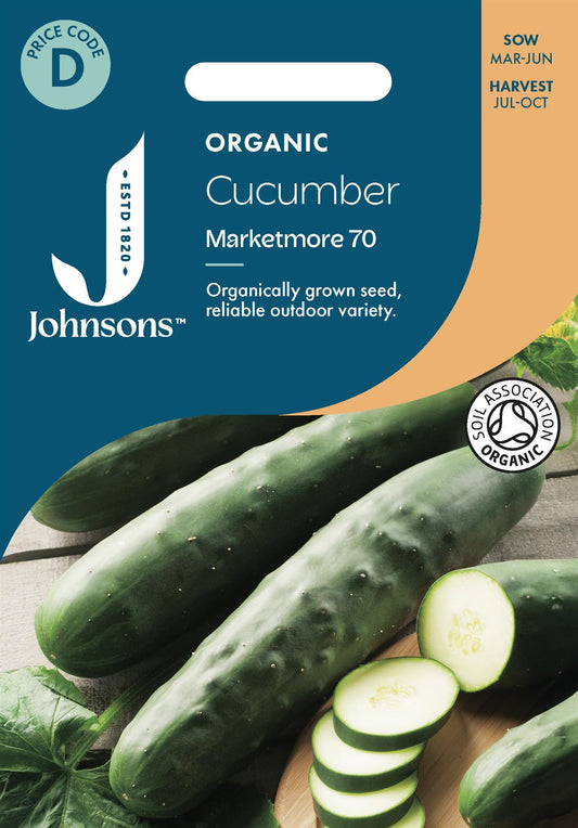 Johnsons - Organic Vegetable - Cucumber Marketmore 70 - 20 Seeds