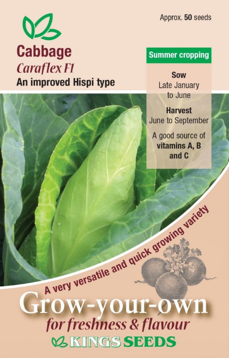 Kings Seeds Cabbage Caraflex F1 -  50 Seeds