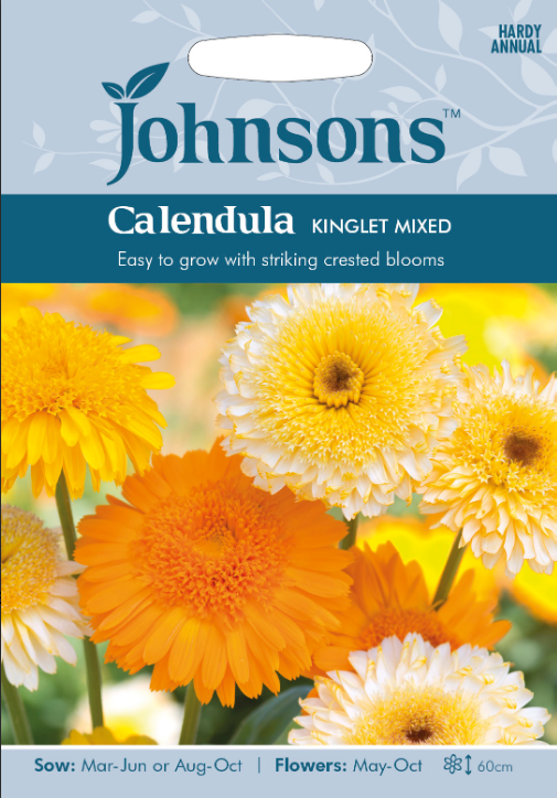 Johnsons Seeds - Edible Flower - Calendula Kinglet Mix Seeds