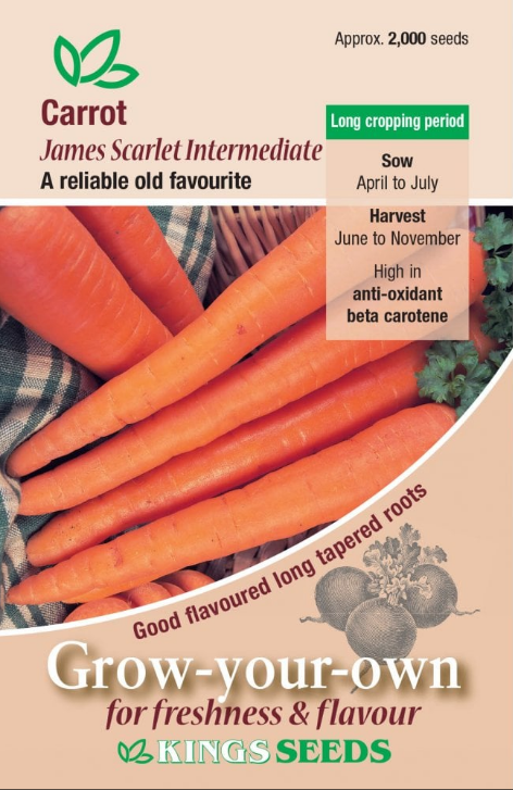 Kings Seeds Carrot James Scarlet Intermediate 2000 Seeds