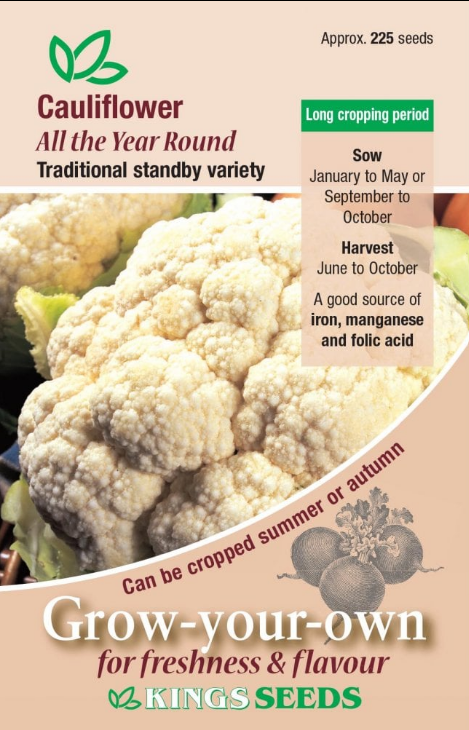 Kings Seeds Cauliflower All the Year Round 250 Seeds