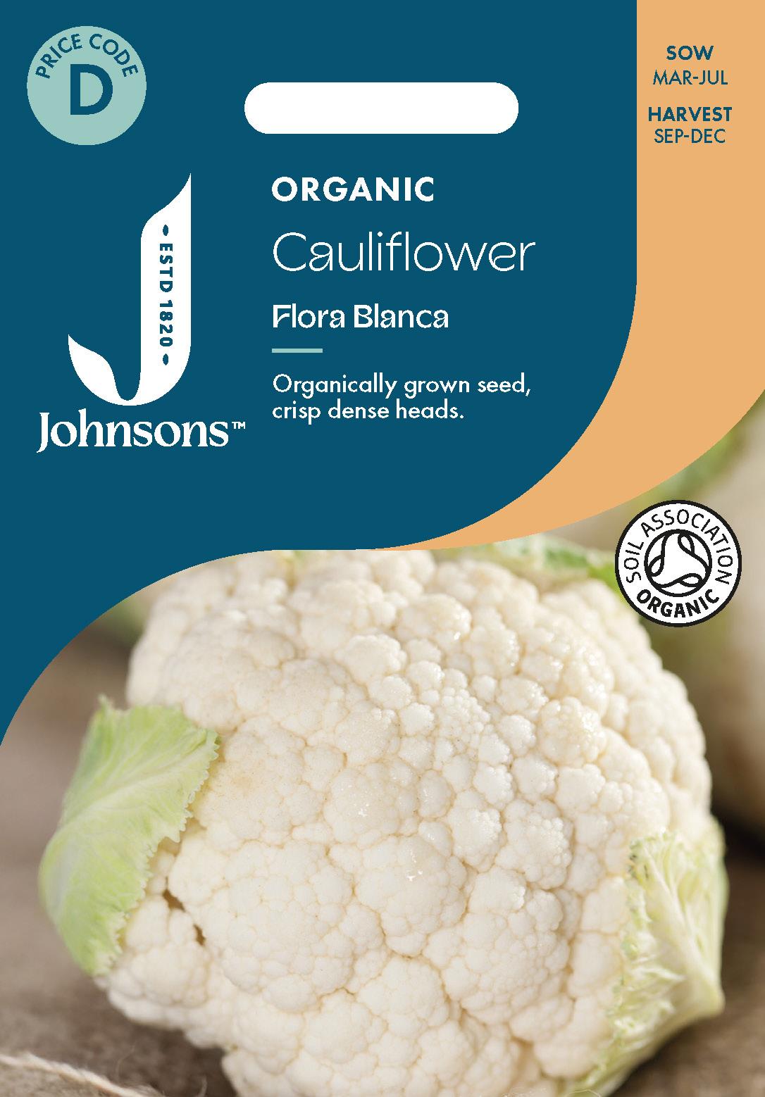 Johnsons - Organic Vegetable - Cauliflower Flora Blanca - 50 Seeds