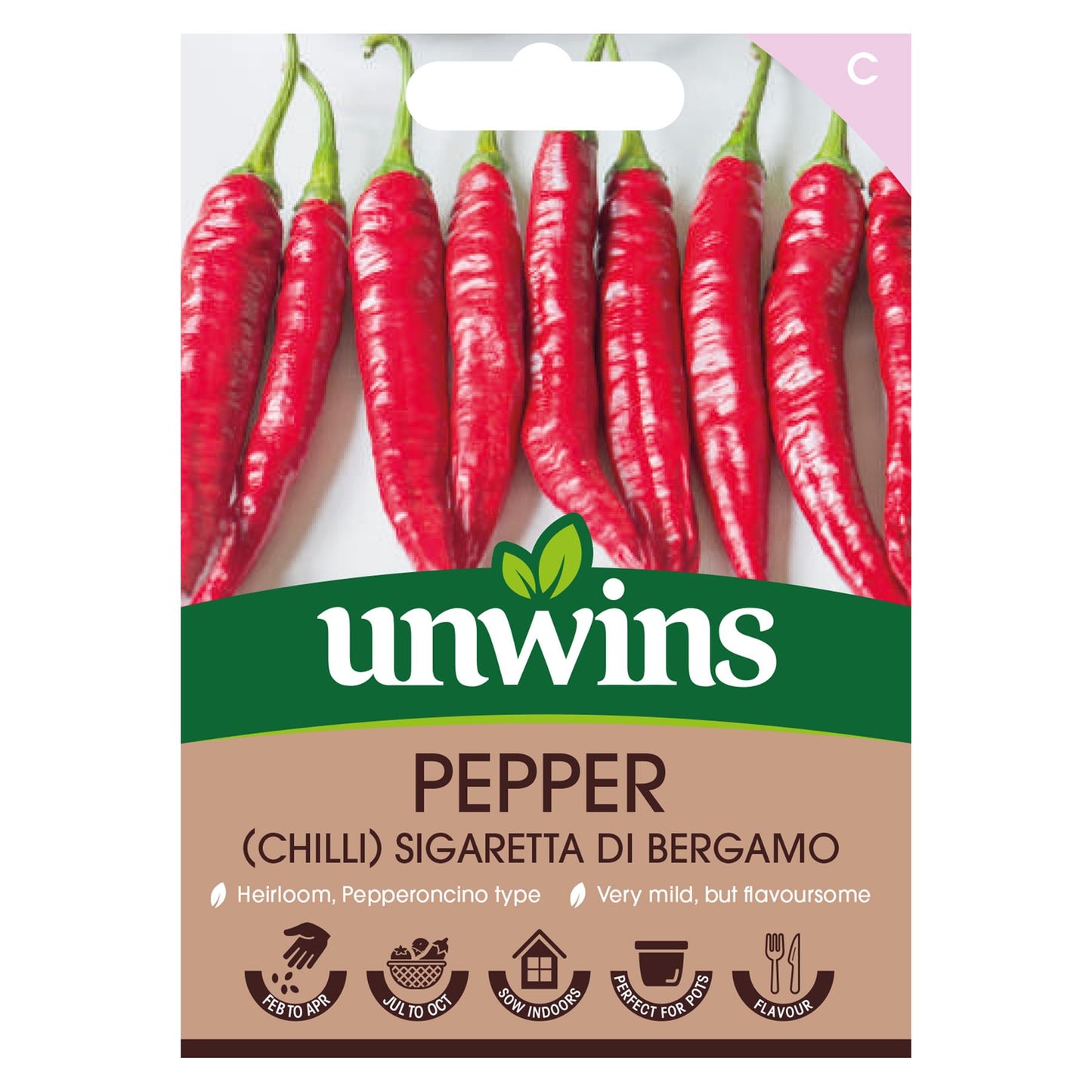 Unwins Vegetable Chilli Pepper Sigaretta di Bergamo - 10 Seeds