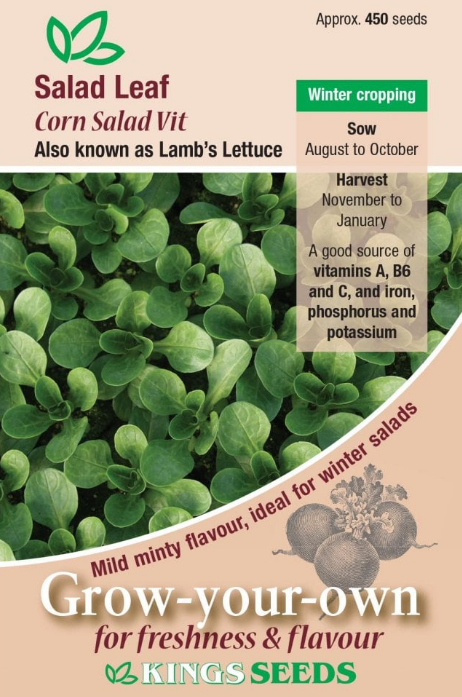 Kings Seeds Salad Leaf Corn Salad Vit (Lambs Lettuce) 450 Seeds