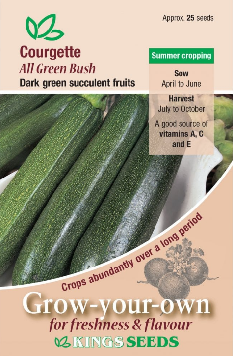 Kings Seeds Courgette All Green Bush 25 Seeds
