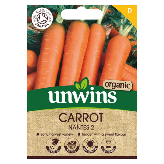 Unwins Vegetable Organic Carrot Nantes 2 - 2000 Seeds