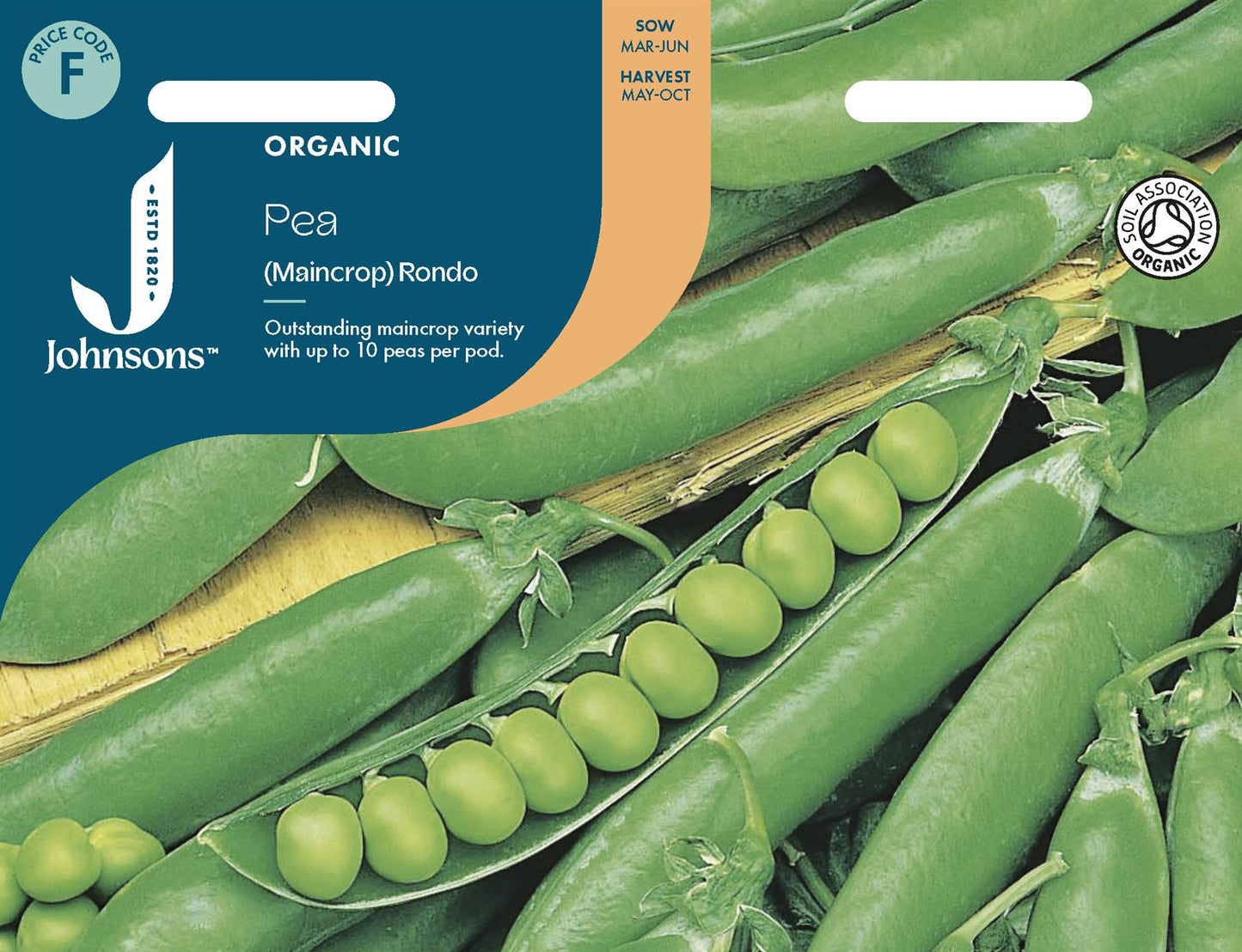 Johnsons - Organic Vegetable - Pea (maincrop) Rondo - 150 Seeds