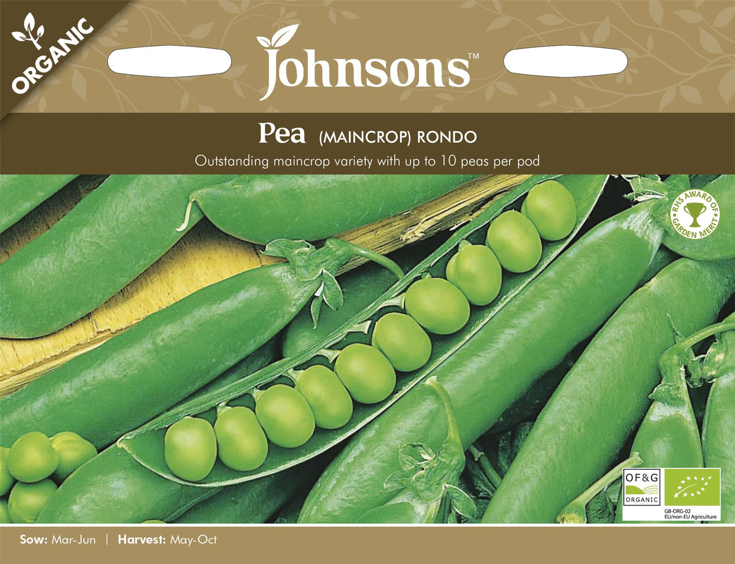 Johnsons Organic Pea Rondo 150 Seeds