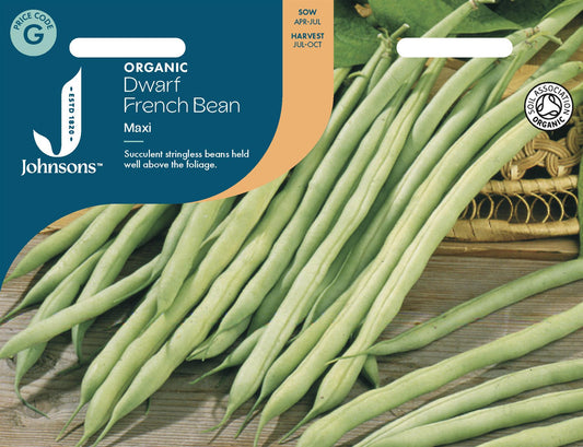 Johnsons - Organic Vegetable - Dwarf French Bean Maxi - 50 Seeds