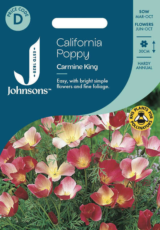 Johnsons - California Poppy Carmine King - 300 Seeds