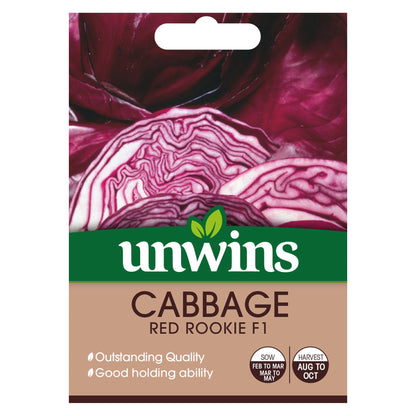 Unwins Round Cabbage Red Rookie F1 - 40 Seeds – Early Variety
