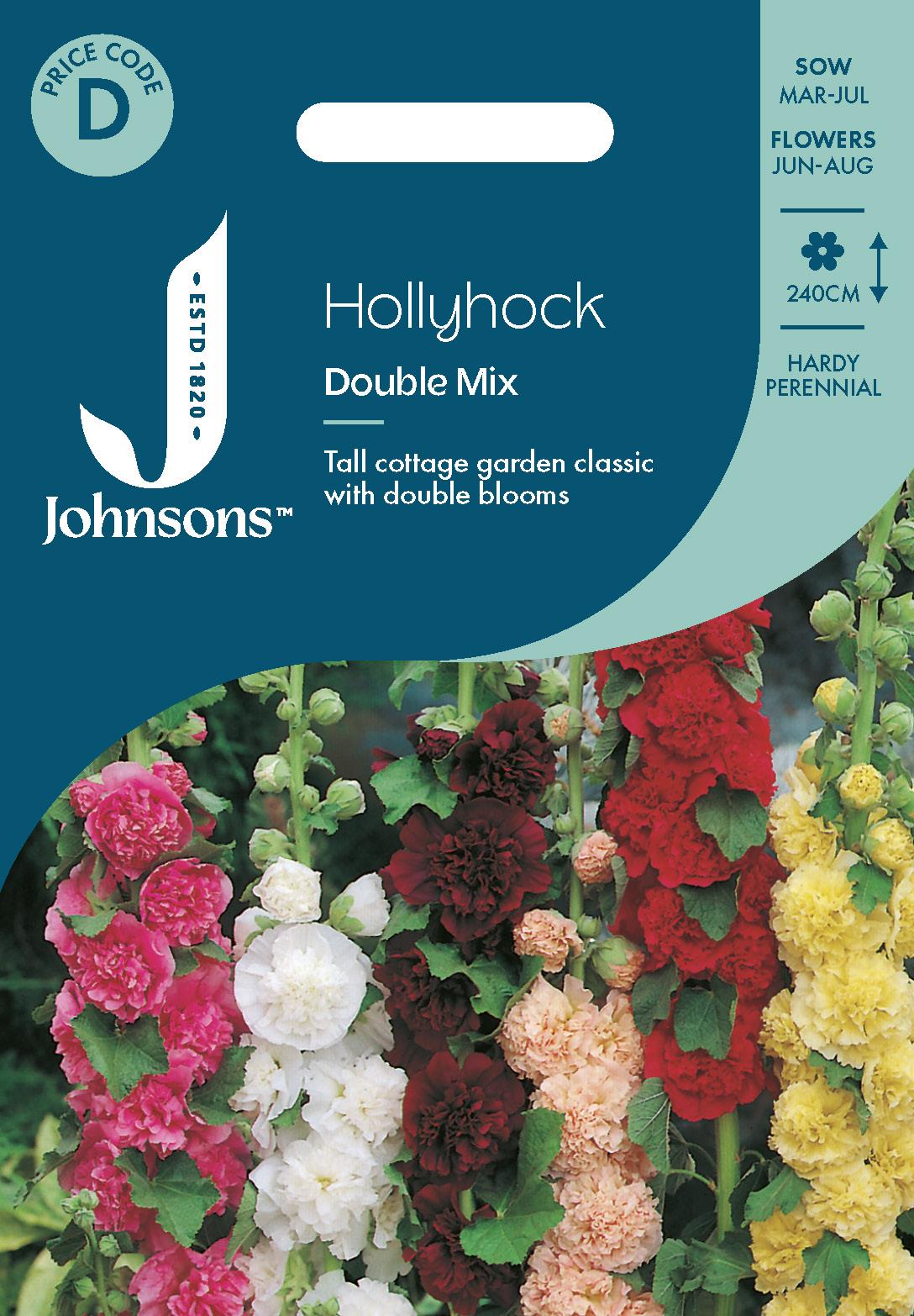 Johnsons - Hollyhock Double Mix - 50 Seeds