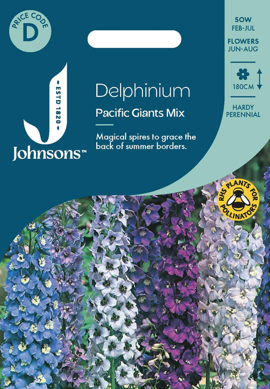 Johnsons - Delphinium Pacific Giants Mix - 100 Seeds
