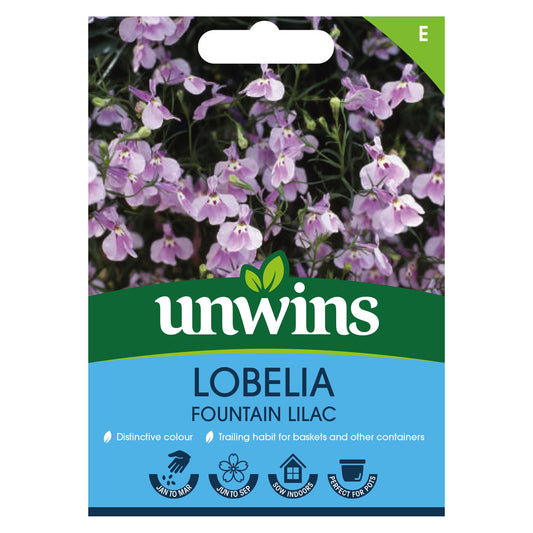 Unwins Flower Lobelia Fountain Lilac Trailing - 200 Seeds