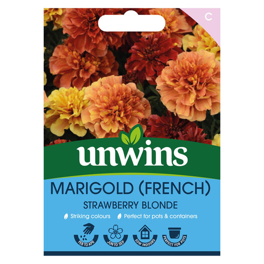 Unwins Flower French Marigold Strawberry Blonde - 30 Seeds