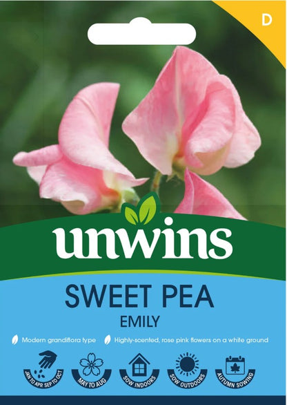 Unwins Sweet Pea Emily - 21 Seeds – Scented Rose Pink Flowers