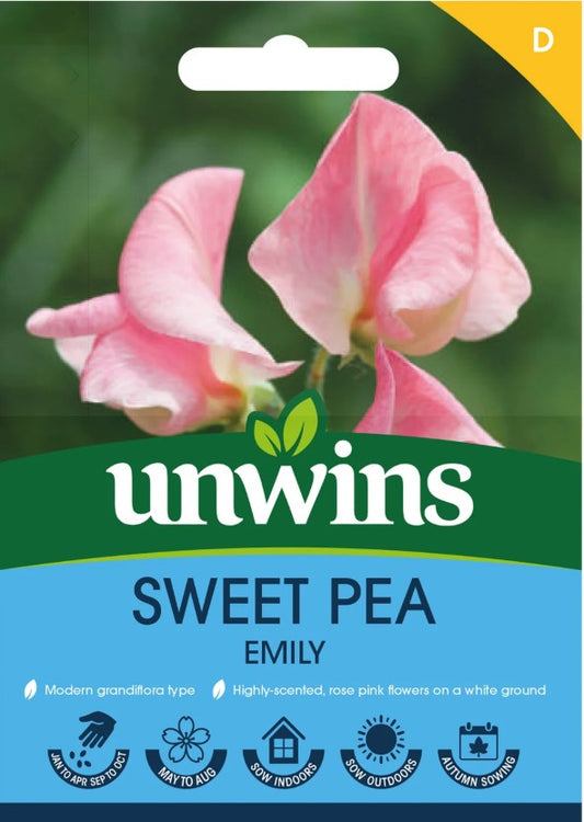 Unwins Sweet Pea Emily - 21 Seeds – Scented Rose Pink Flowers