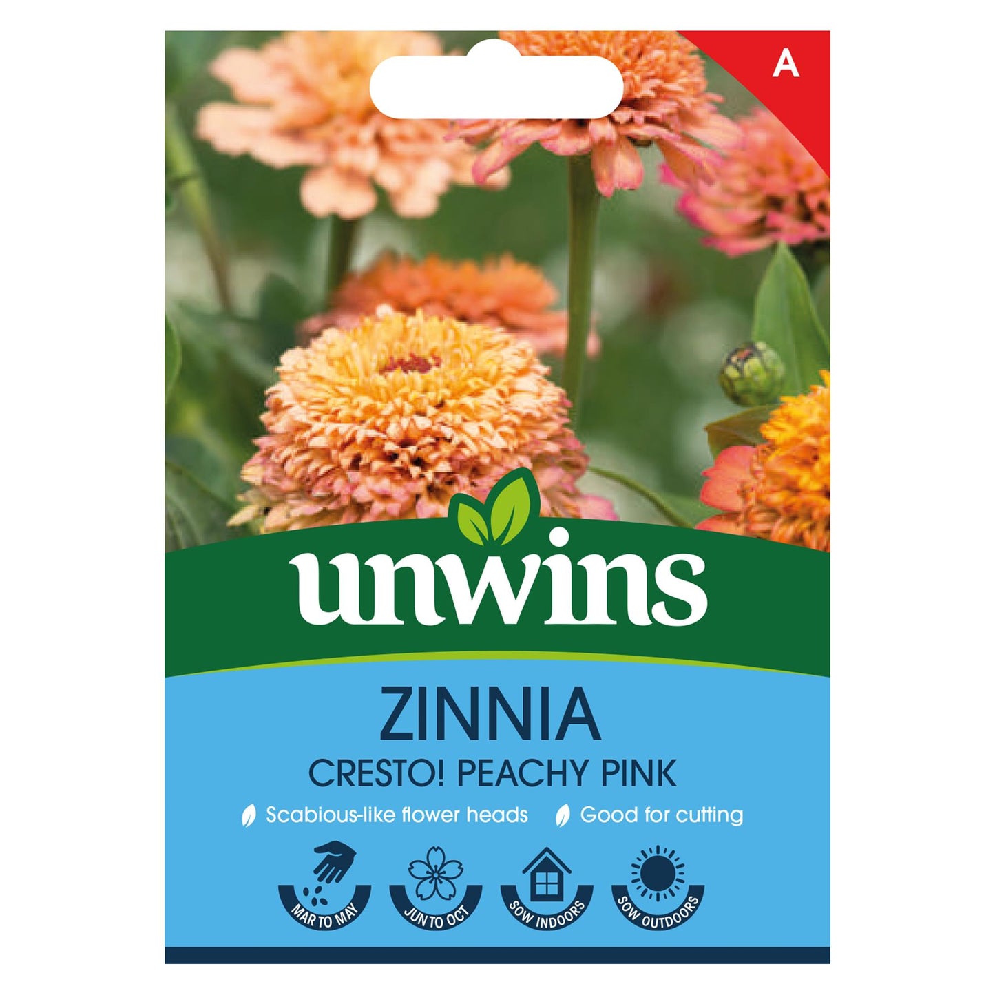 Unwins Flower Zinnia Cresto Peachy Pink - 40 Seeds