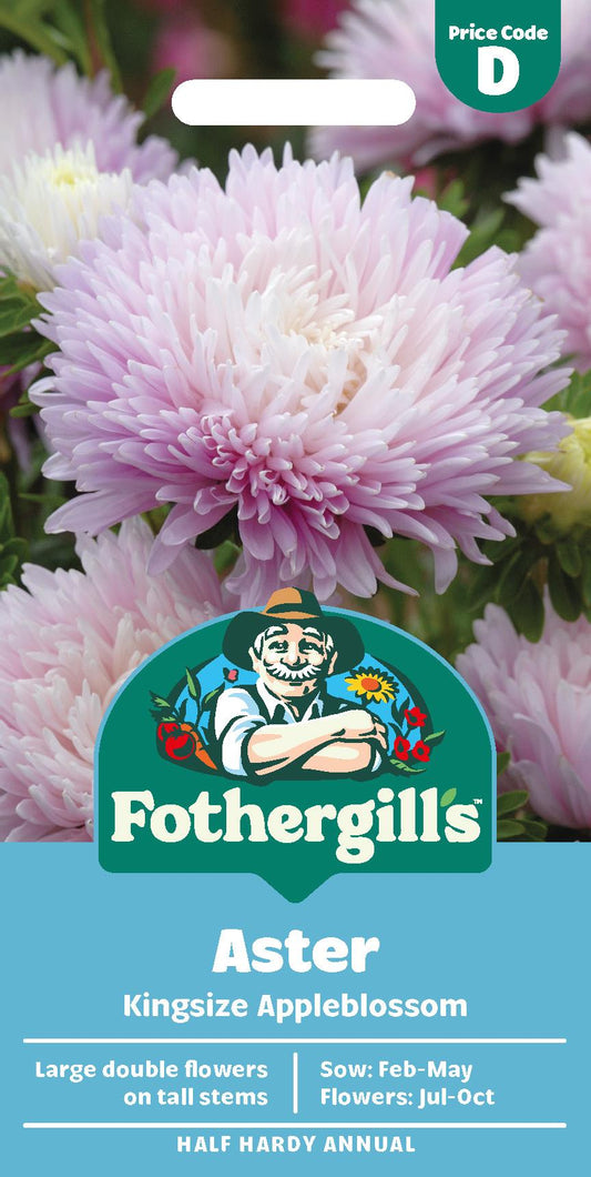 Fothergills Aster Kingsize Appleblossom Seeds