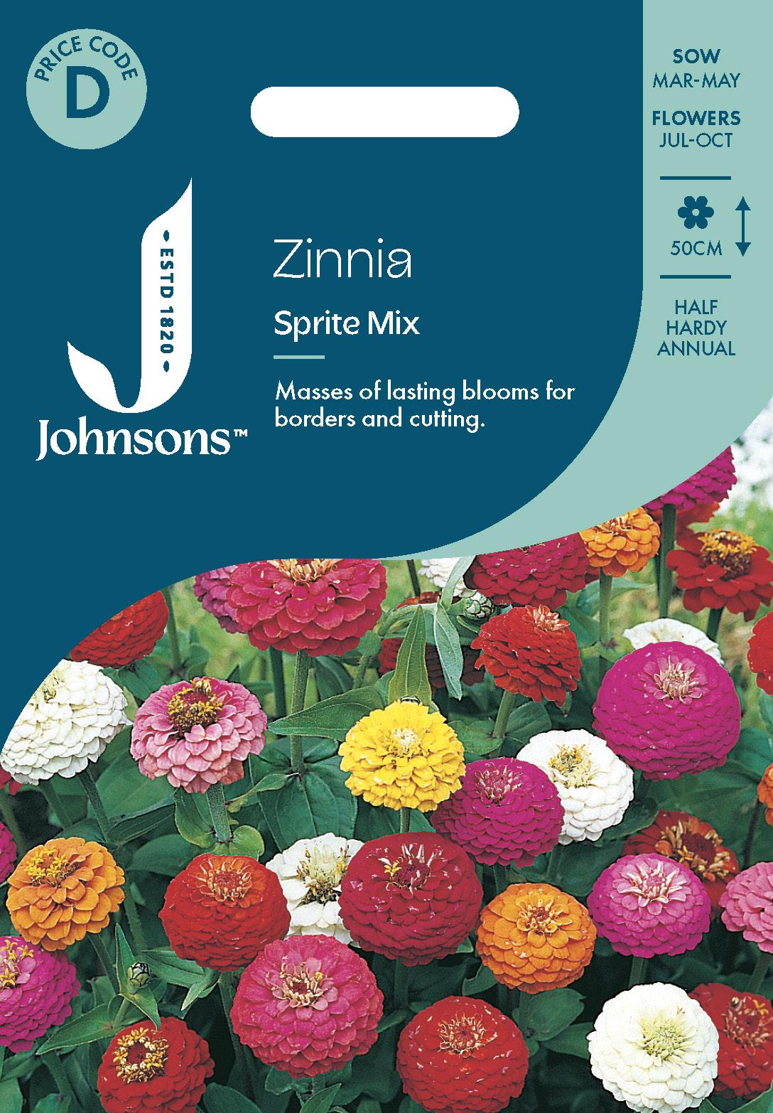 Johnsons - Zinnia Sprite Mix - 150 Seeds
