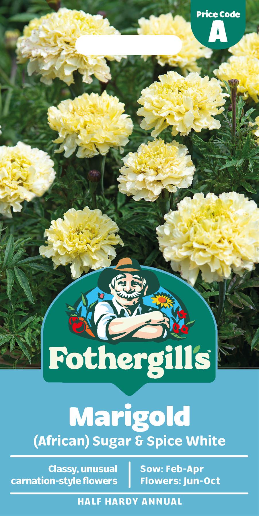 Fothergills Marigold Sugar & Spice White Seeds
