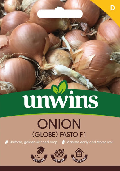 Unwins Onion Fasto F1 - 300 Seeds – Early Golden Storage Onion