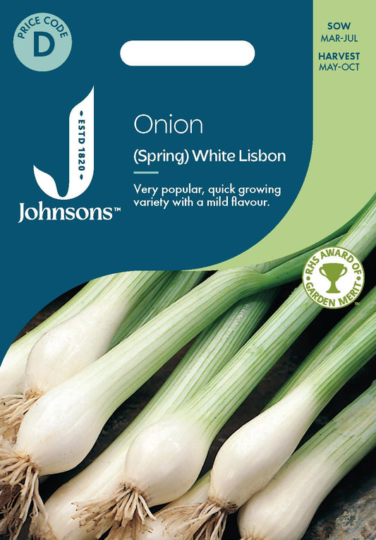 Johnsons - Onion (spring) White Lisbon - 500 Seeds