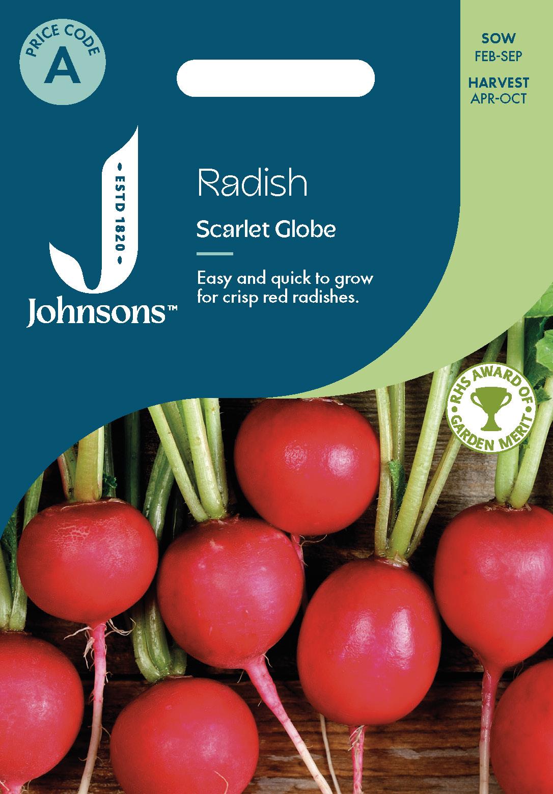 Johnsons - Radish Scarlet Globe - 1000 Seeds