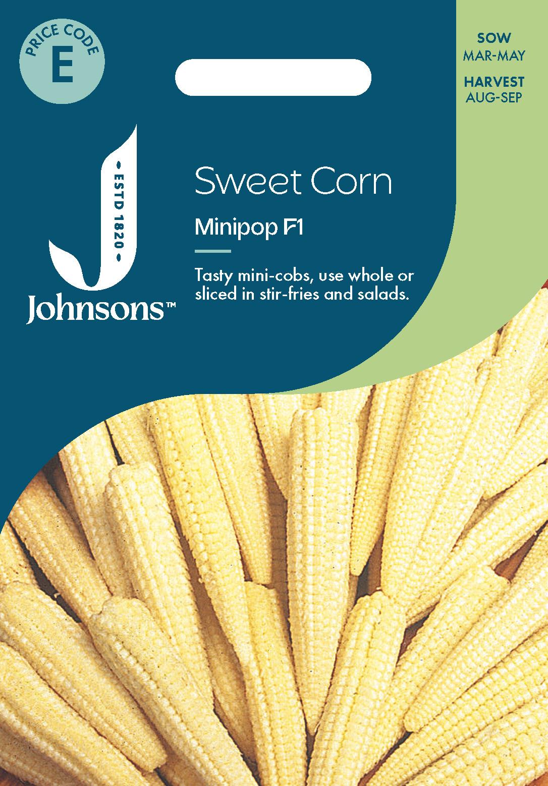 Johnsons - Sweet Corn Minipop F1 - 50 Seeds
