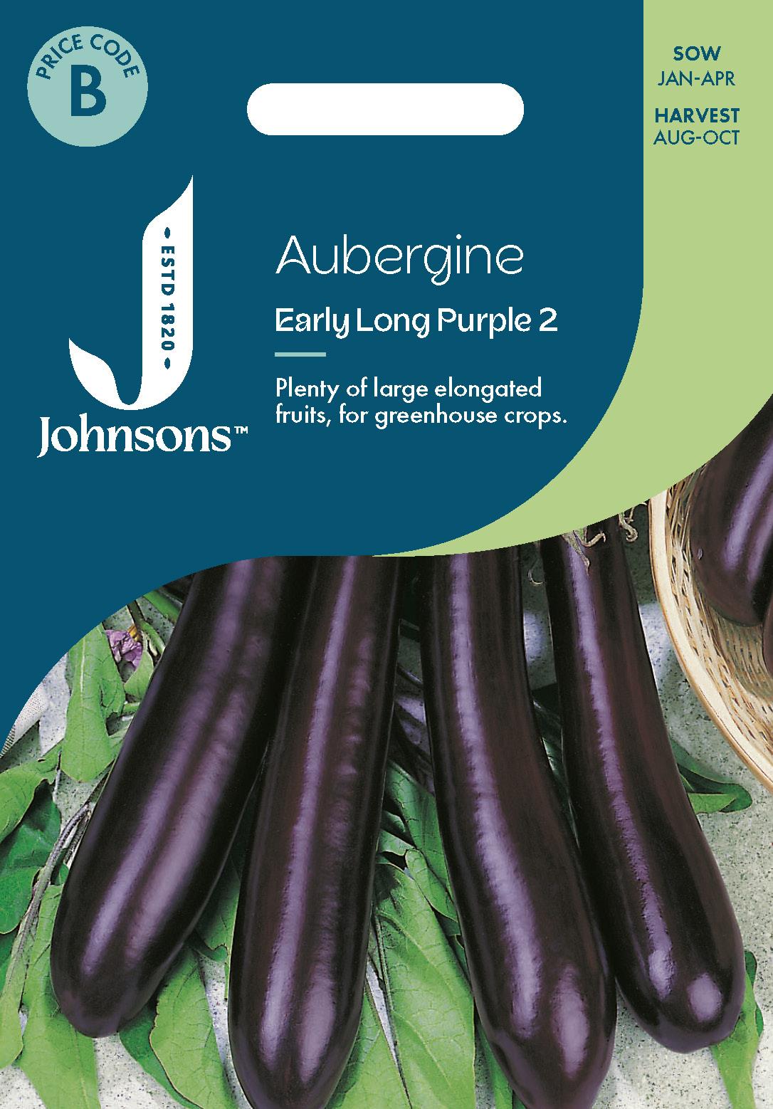 Johnsons - Aubergine Early Long Purple 2 - 50 Seeds