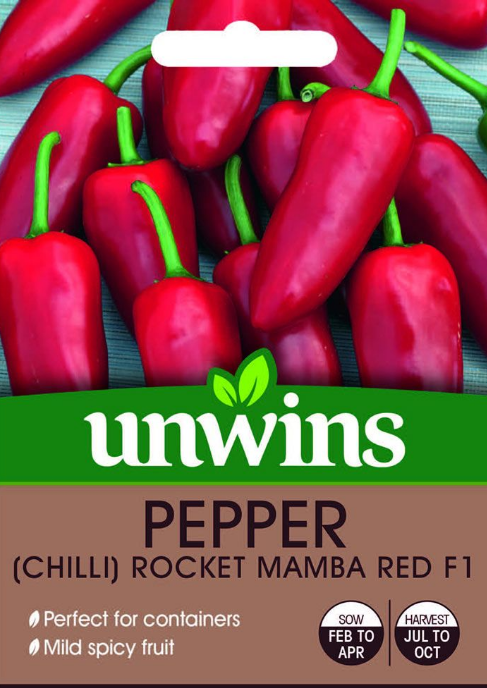 Unwins Pepper (Sweet) Rocket Mamba Red F1 - 6 Seeds